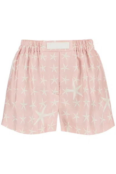 Shop Versace Shorts In Seta Stella Marina In Pink