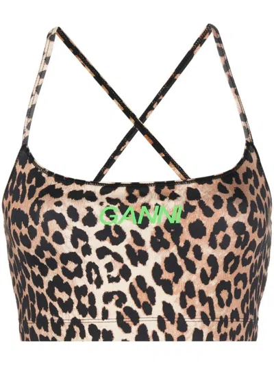 Shop Ganni Top In Leopard