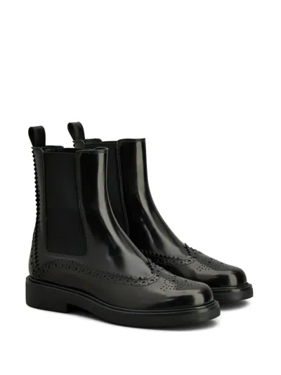 Shop Tod's Leather Boot Shoes In Black