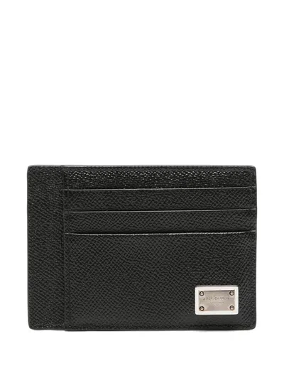 Dolce & Gabbana Black Textured Calf Leather Bi-fold Wallet In Black