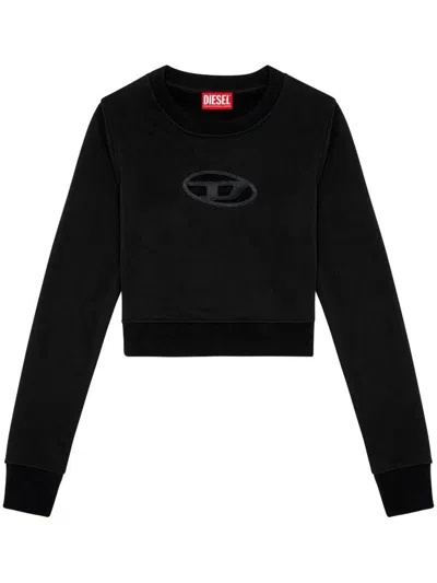 Diesel Cropped Sweatshirt With Distinctive Logo Detail In Black
