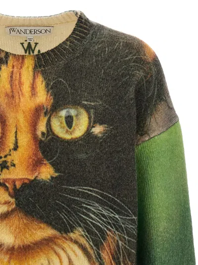 Jw Anderson Multicolor Cat Print Sweater In Multicolor