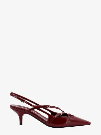 Miu Miu Patent Leather Slingbacks With Buckles In Red