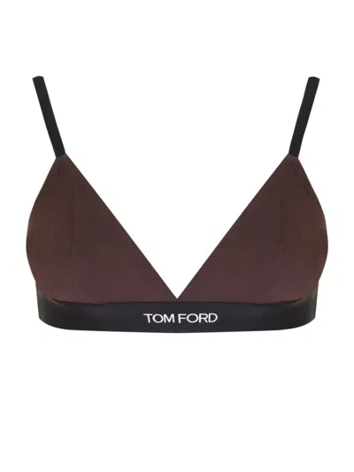 Shop Tom Ford Top With Logoed Band In Brown