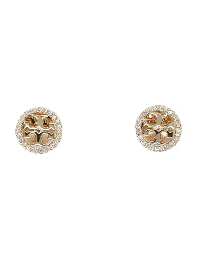 Shop Tory Burch Miller Pave Stud Earring In Tory Gold / Crystal