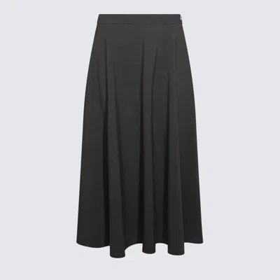 Valentino Midi Skirt In Active Gabardine In Grey