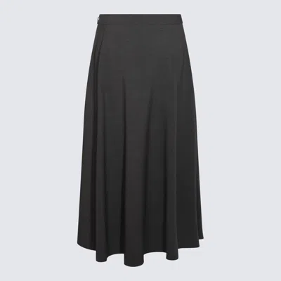 Valentino Midi Skirt In Active Gabardine In Grey