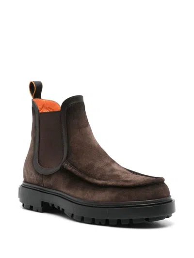 Santoni Premium Men's Leather Boots In Brown