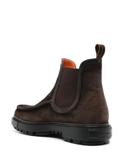 Santoni Premium Men's Leather Boots In Brown