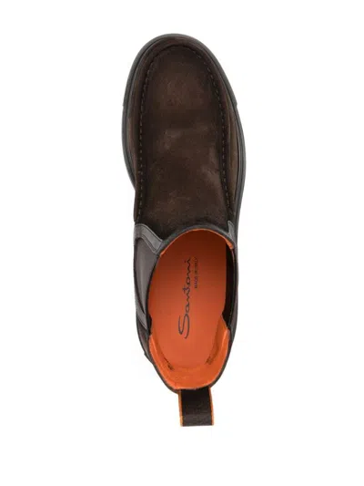 Santoni Premium Men's Leather Boots In Brown