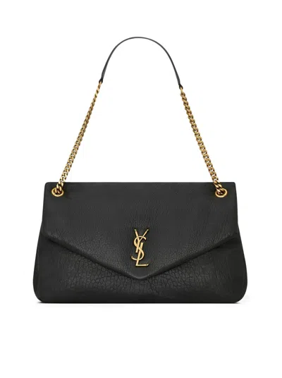 Saint Laurent Calypso Large Padded Textured-leather Shoulder Bag In Black