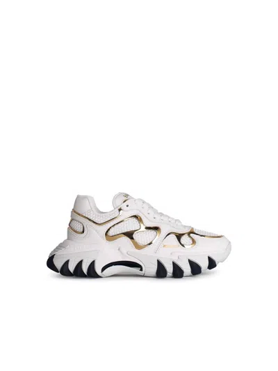 Shop Balmain 'b-east' White Leather Blend Sneakers