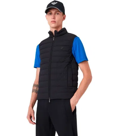 Shop Emporio Armani Essential Navy Blue Quilted Vest