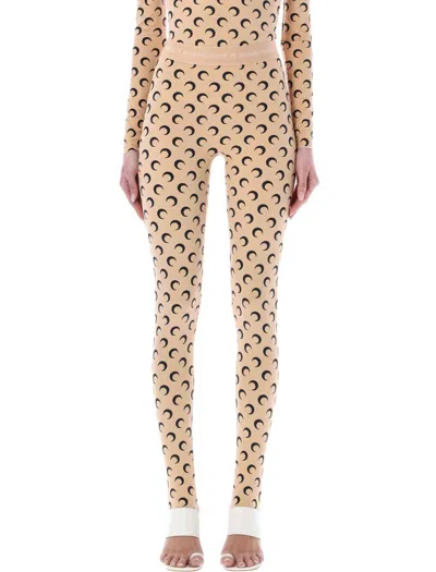 Shop Marine Serre Allover Moon Leggings In Brown