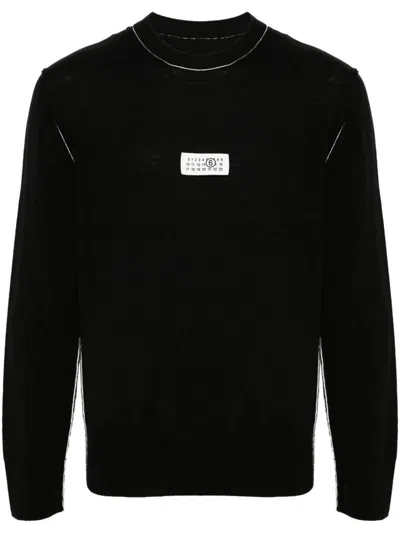 Mm6 Maison Margiela Wool Blend Sweater With Numeric Signature Label In Black