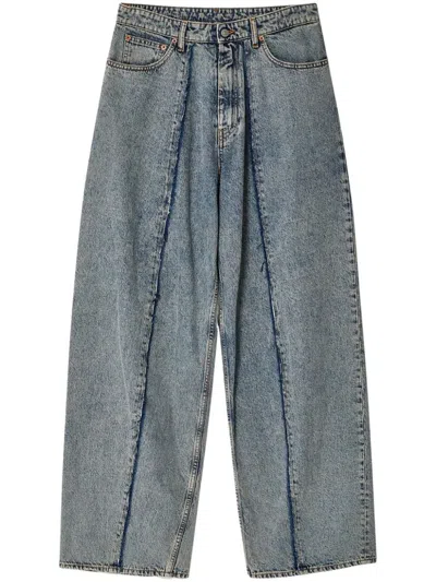 Shop Mm6 Maison Margiela Wide-leg Cotton Jeans In Blue