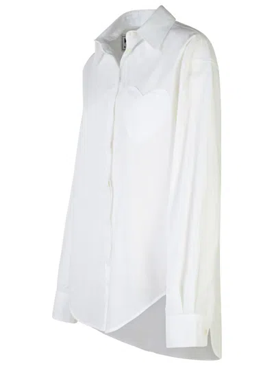 Moschino Heart Patch Collared Shirt In White