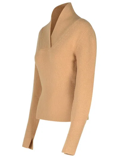Patou Beige Wool Blend Turtleneck Sweater In Beige