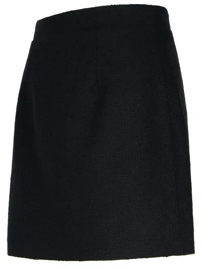 Patou High-rise Cotton-blend Tweed Miniskirt In Black