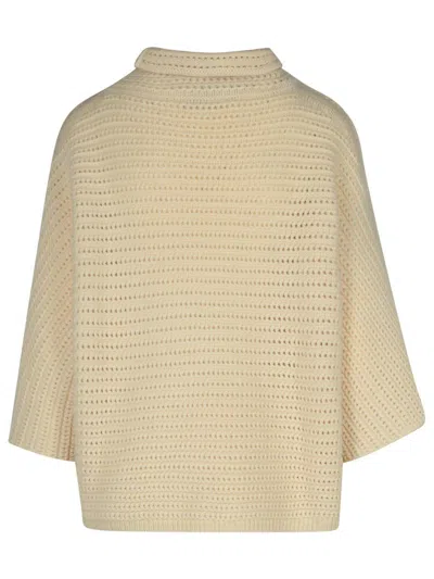 Puro Tatto Ivory Cashmere Cape In Beige