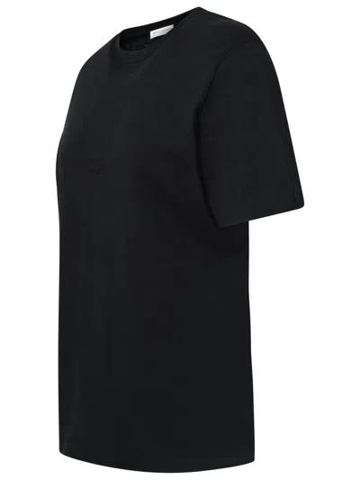 Saint Laurent Embroidered Cotton T-shirt In Black