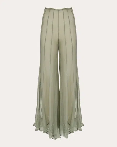 Francesca Miranda Women's Olas Sheer Silk Pants In Green