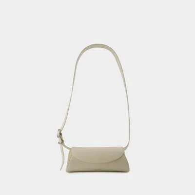 Jil Sander Small Leather Shoulder Bag With Adjustable Handle In White