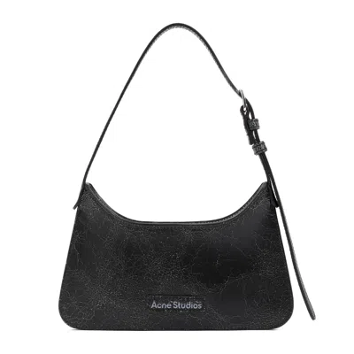 Acne Studios Platt Micro Crackle Hobo Bag In Black