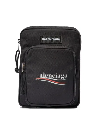 Balenciaga Explorer Political Stencil Logo Crossbody Messenger Bag In Black