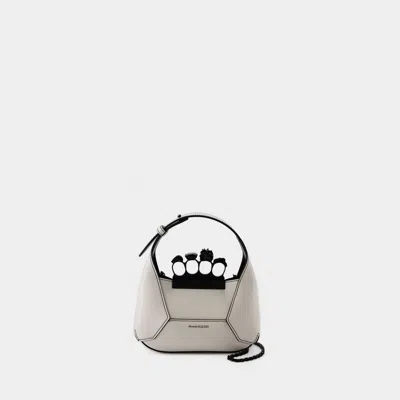 Alexander Mcqueen Leather Jewelled Top-handle Bag In Nude & Neutrals