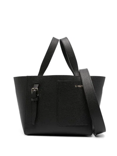 Valextra Micro Soft Leather Bucket Bag In Black