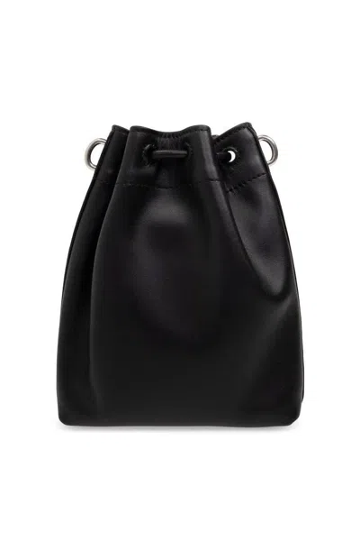 Jimmy Choo Bon Bon Metallic Leather Mini Bucket Handbag In Black