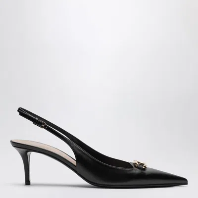 Valentino Slingback Vlogo The Bold Edition Black Calfskin Pumps In Black