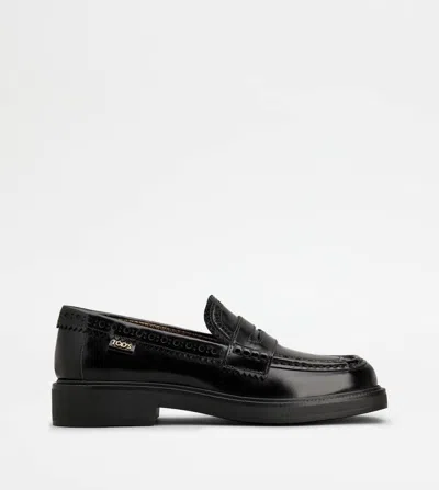 Tod's Woman Loafers Dark Green Size 7.5 Leather In Black