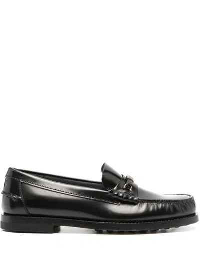 Shop Tod's Women's Chain Leather Loafers In Black