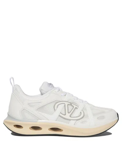 Valentino White Leather And Fabric Vlogo Easyjog Sneakers In White