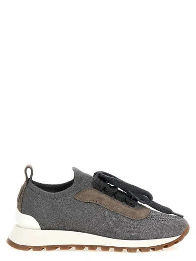 Shop Brunello Cucinelli Cotton Low-top Sneakers In Gray