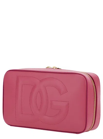 Shop Dolce & Gabbana Pink Shoulder Bag With Quilted Dg Logo In Leather Woman