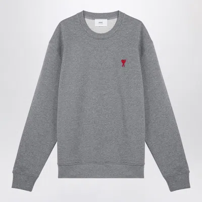 Shop Ami Alexandre Mattiussi Ami Paris Ami De Coeur Crew-neck Sweatshirt In Grey