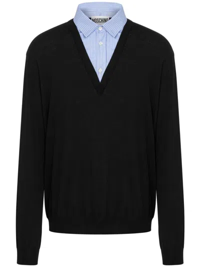 Moschino Upside Down Logo Sweater In Black