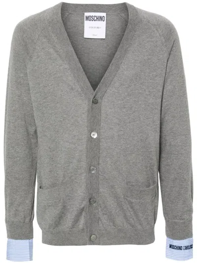 Moschino Layered Cotton-cashmere Crewneck Sweater In Grey