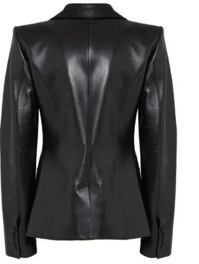 Alexander Mcqueen Women's Luxurious 100% Leather Jacket In Black