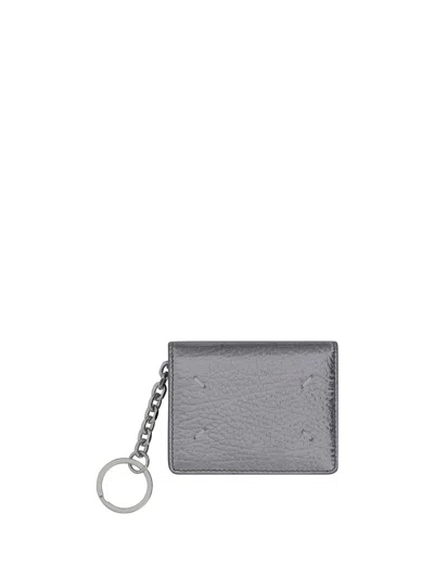 Shop Maison Margiela Card Holder Clip 2 Key Ring In Metallic Grey