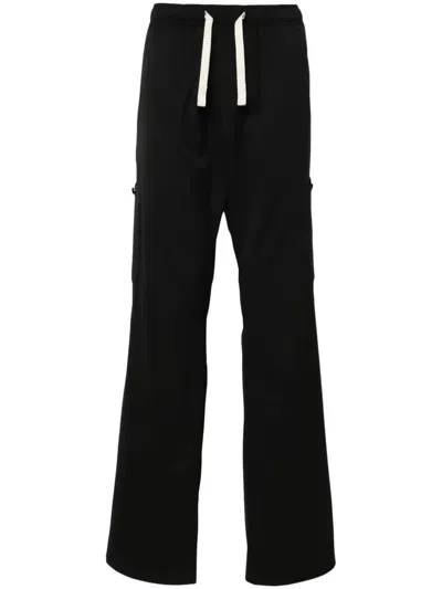 Shop Palm Angels Wide Trousers With Drawstring Waist In Black