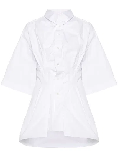 Shop Maison Margiela Fitted Shirt In Wrinkled Poplin In White