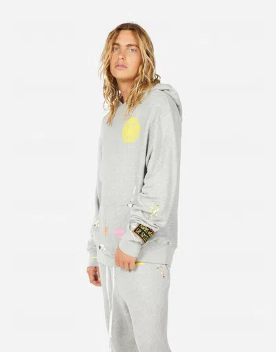 Shop Lauren Moshi Men Beckford Spray Happyface In Heather Grey/ Graffiti Splatter