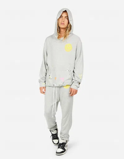 Lauren Moshi Men Beckford Spray Happyface In Heather Grey/ Graffiti Splatter