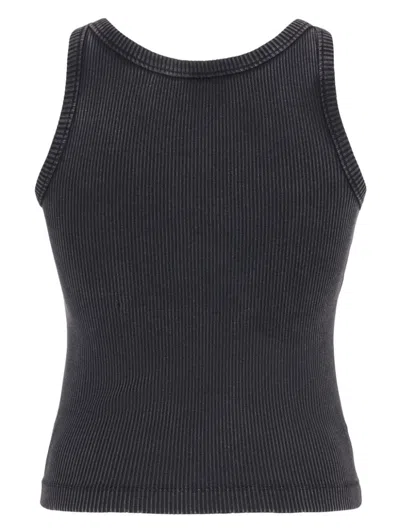 Alessandra Rich Ribbed Jersey Sleeveless Top W/ Patch