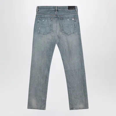 Amiri Light Blue Jeans With Rips And Bandana Detail In Denim Man