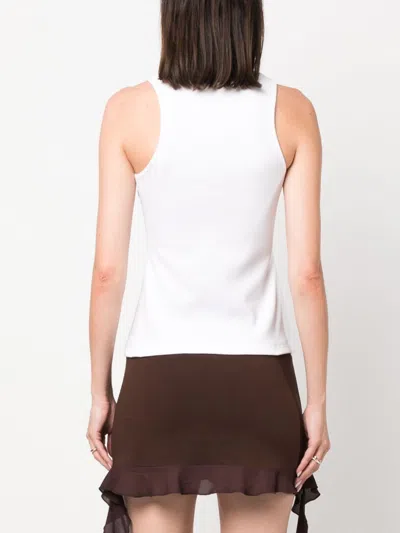Blumarine Ribbed Tank Top With Rhinestoned Logo